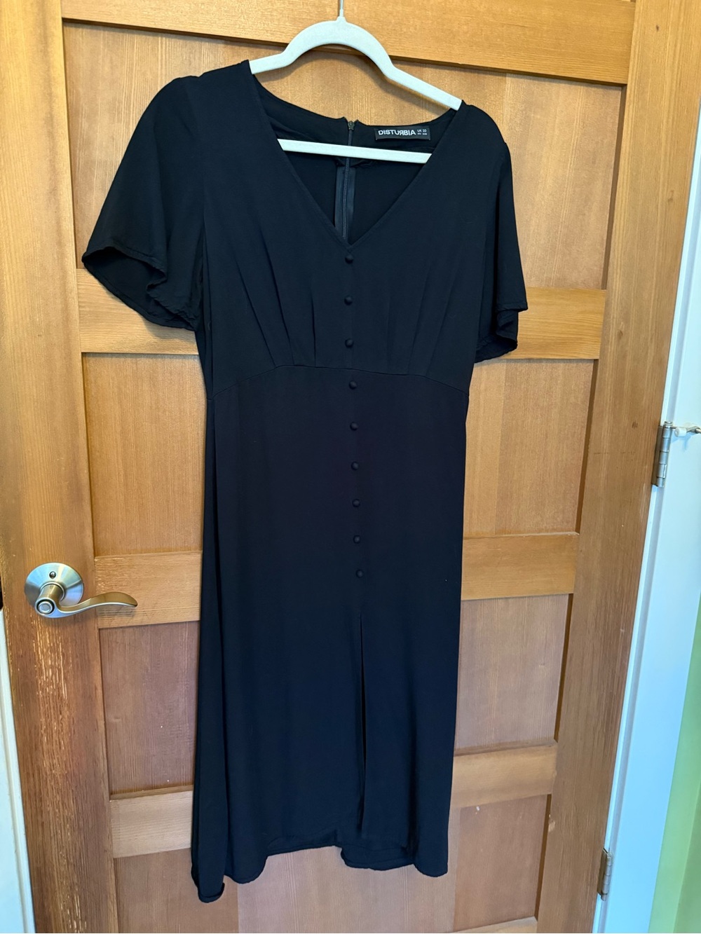 Disturbia Black V-Neck Dress UK 10